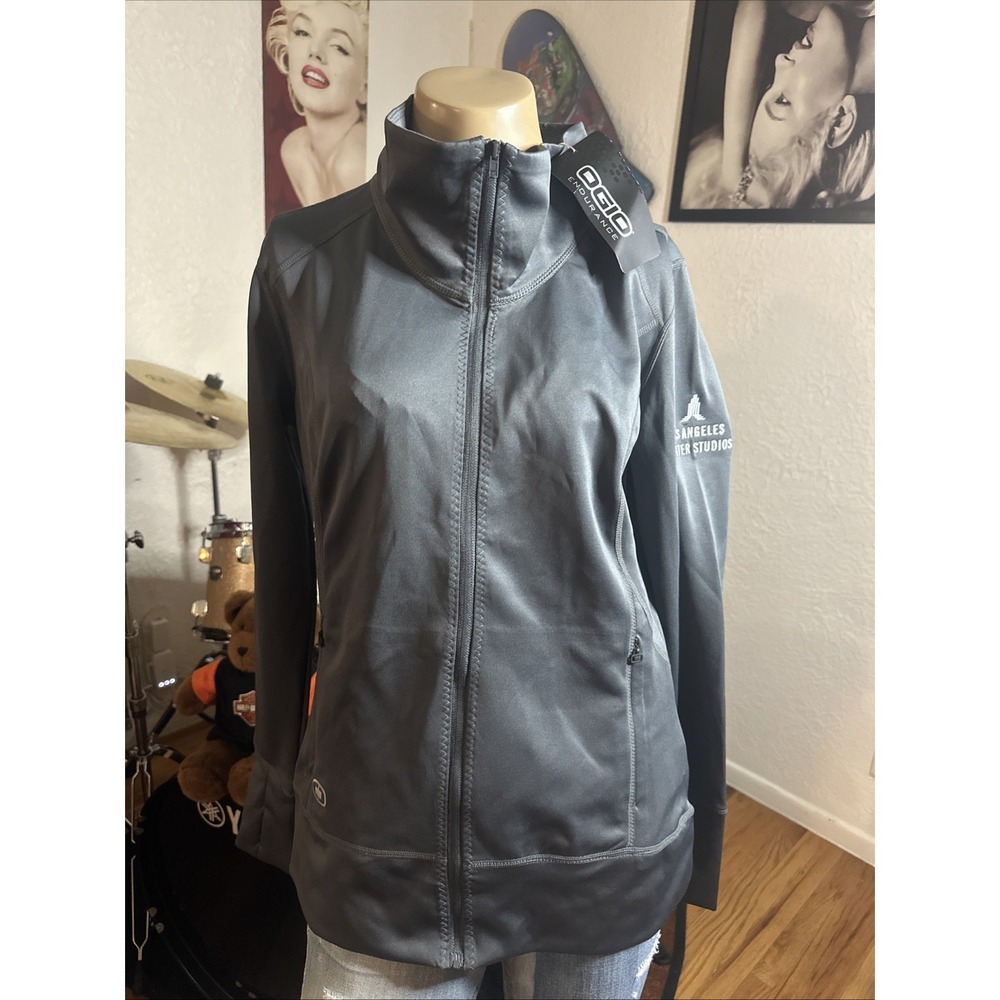 OGIO Endurance Crux Soft Shell Jacket Womens Size Medium Gray Full Zip LOE700